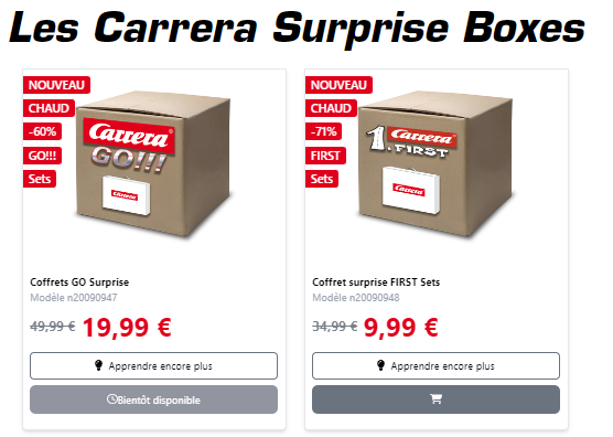 Les Surprises Boxes Carrera GO et FIRST